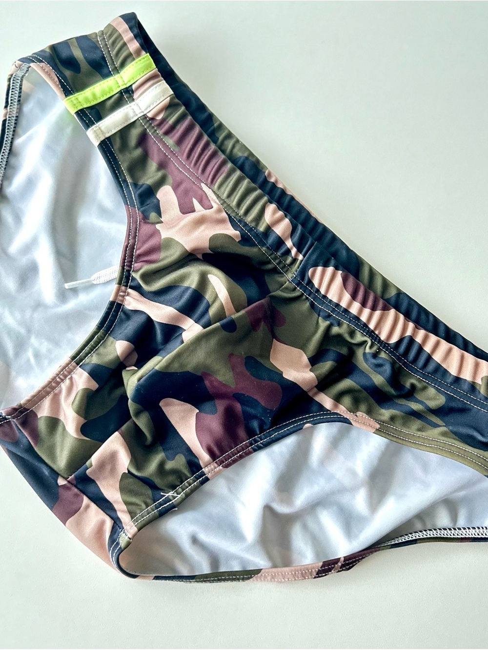 Men’s Camo Swim Briefs Speedo Style Drawstring Contour Pouch